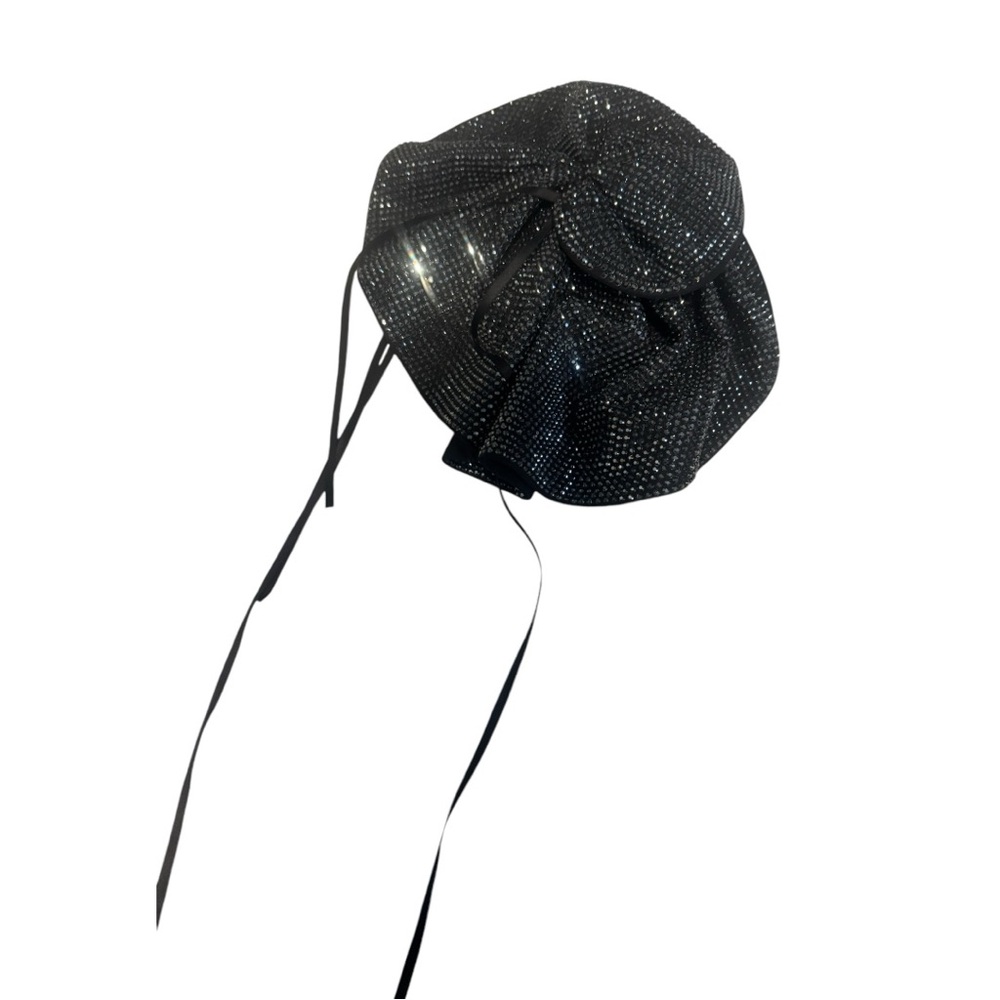 Magda Butrym Black Glitter Bonnet Hat